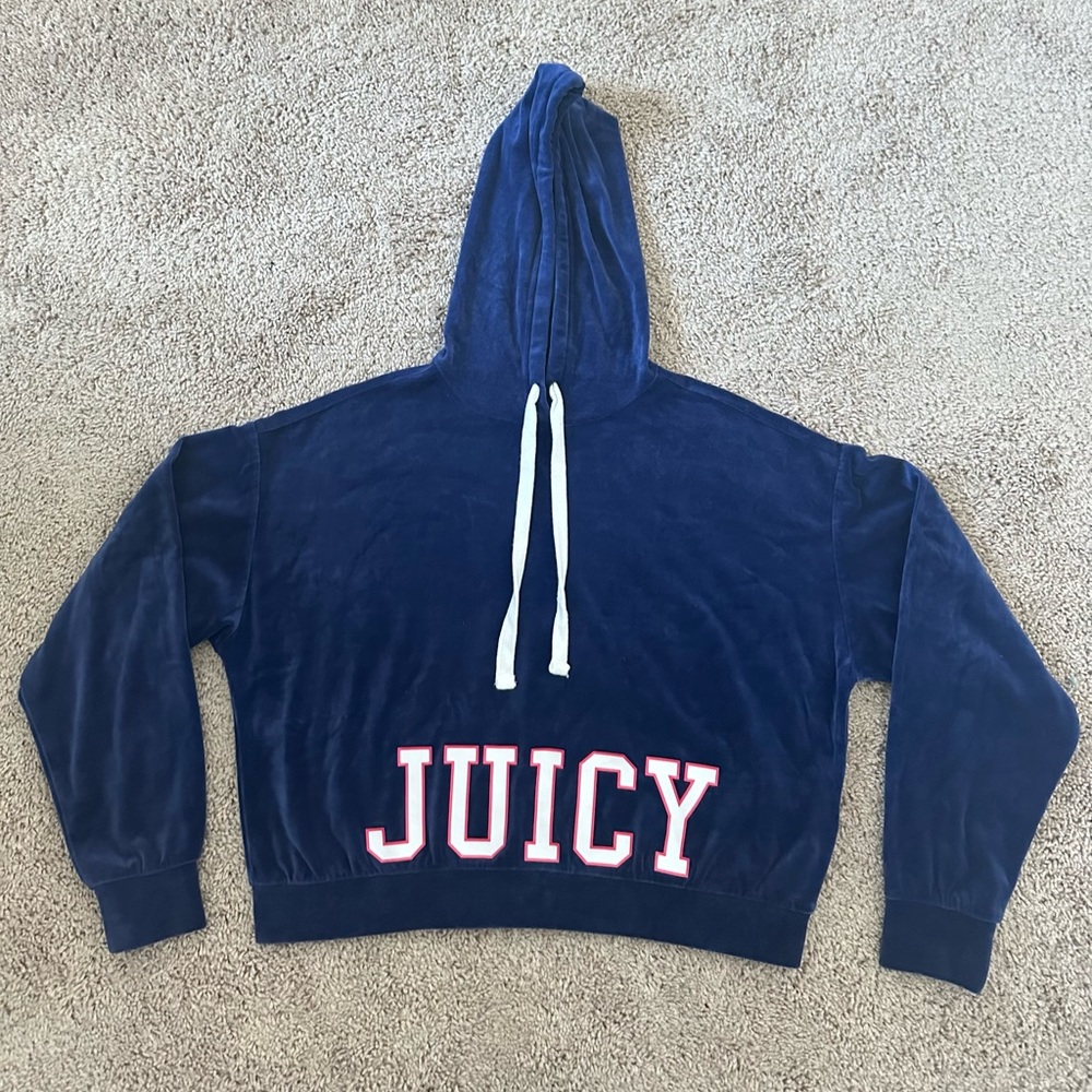 Juicy Couture Cropped Hooded Velour Sweatshirt